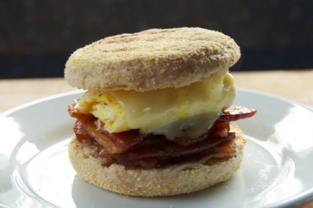 Bacon and egg English muffin